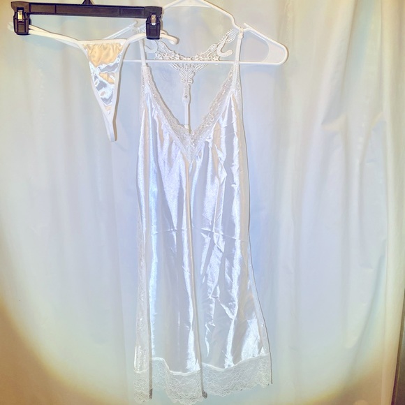 White Lace Teddy with Matching Thong - Picture 1 of 2